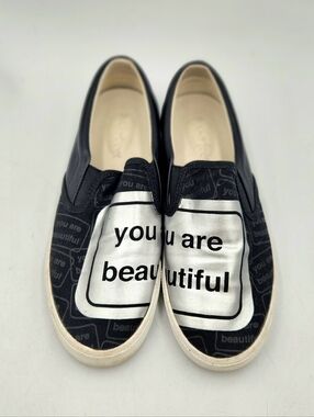 Bucket feet Matthew Hoffman You Are Beautiful Sneaker Womens 6.5 Black Silver